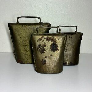 Antique Primitive Vintage Cow Bells Lot Of 3